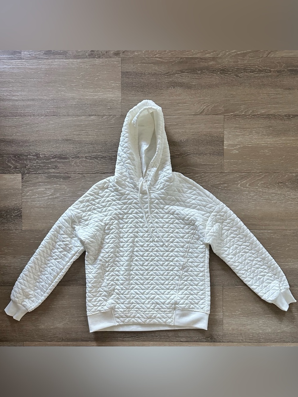Womens Quilted Hooded Sweatshirt - White